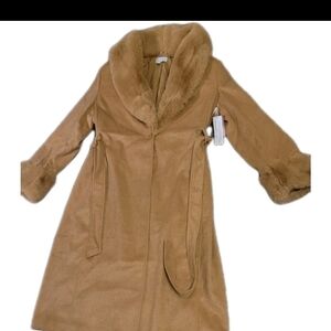 Sofia by Sofia Vergara Tan Teddy Jacket with Faux Fur